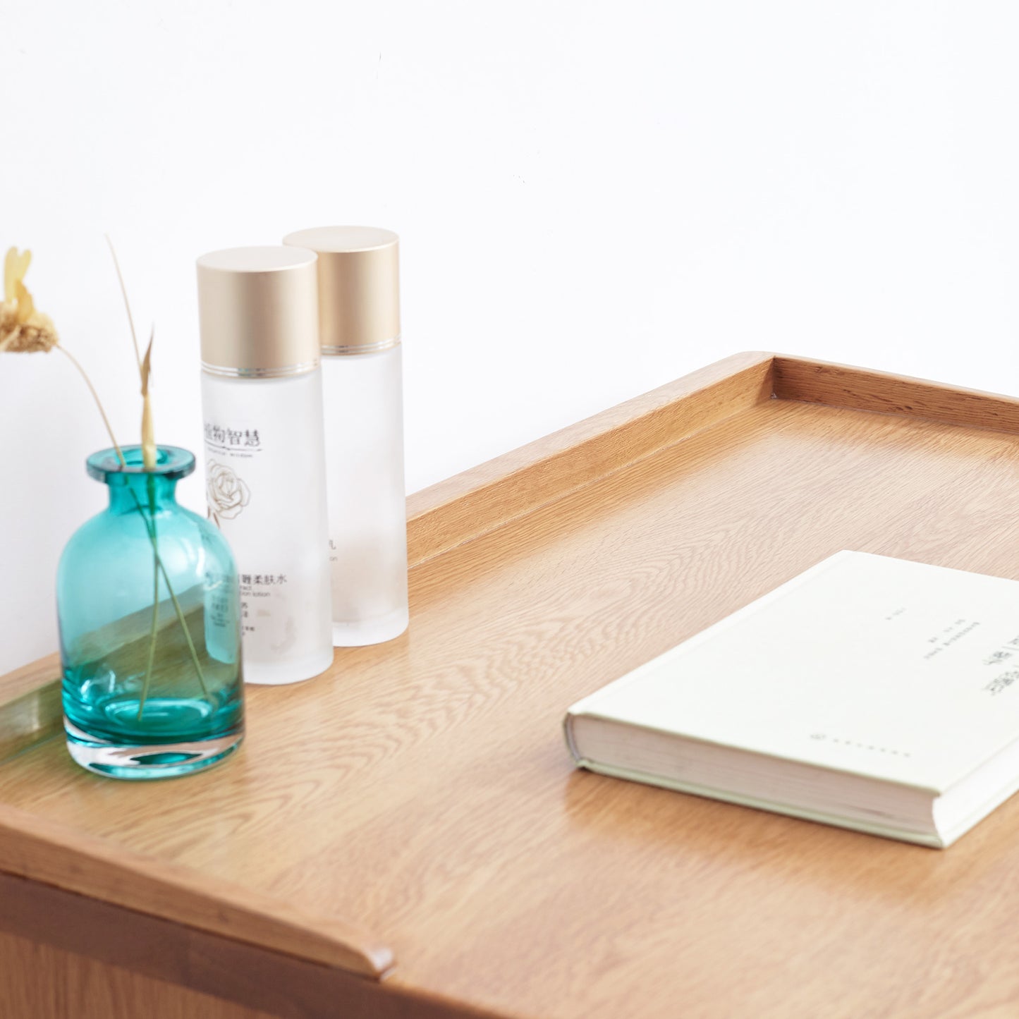 Solid Wood Dresser Bistro Table – 60cm Wide, Storage Drawer, Natural