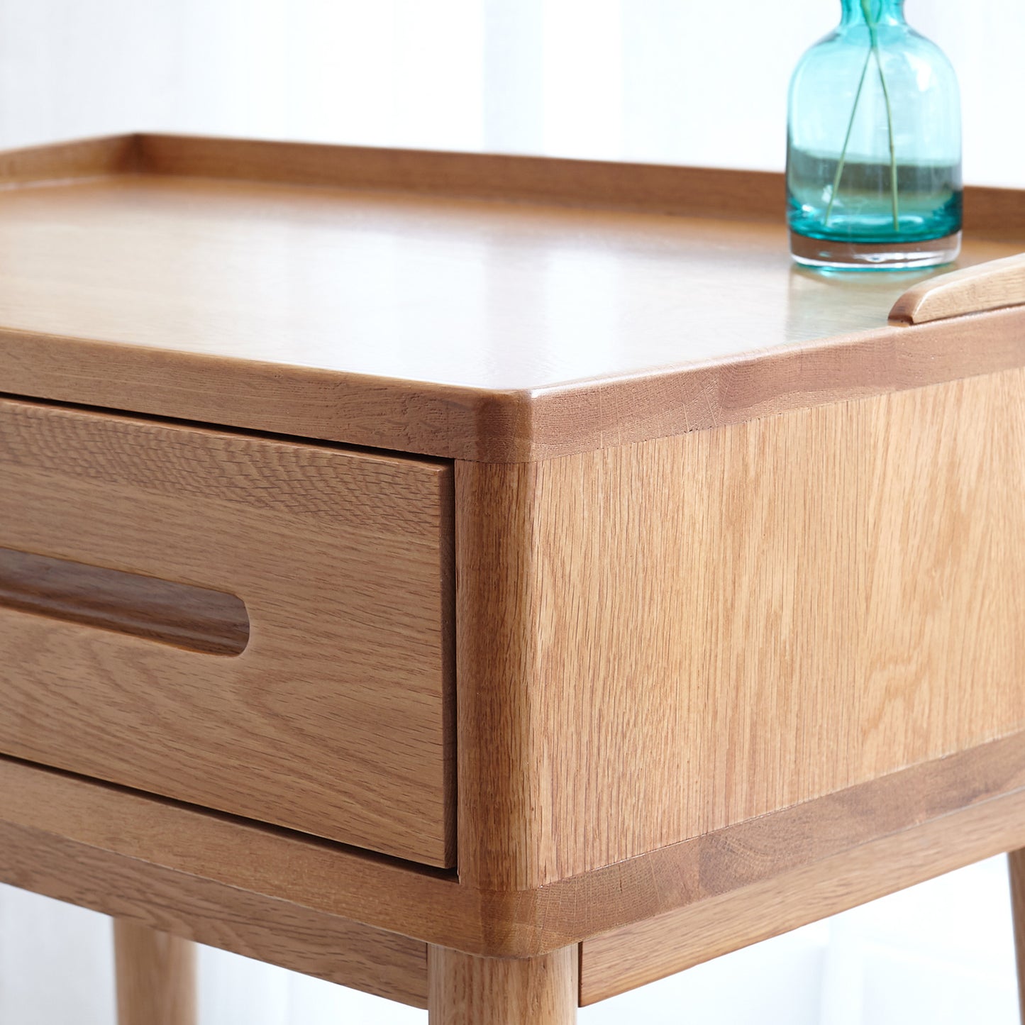 Solid Wood Dresser Bistro Table – 60cm Wide, Storage Drawer, Natural