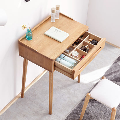 Solid Wood Dresser Bistro Table – 60cm Wide, Storage Drawer, Natural