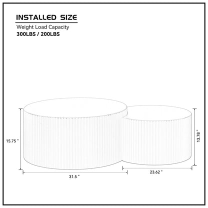 Nesting table set of 2 Round and Half Moon Shapes,No Need Assembly