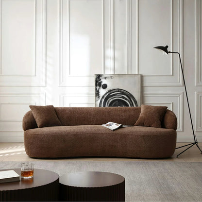 Crescent  Mid-Century Modern 3-Seat Curved Cloud Sofa – Boucle Fabric Couch