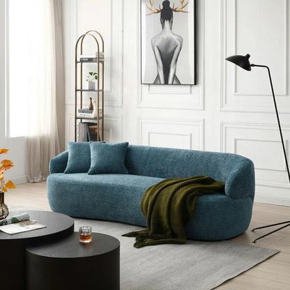 Crescent  Mid-Century Modern 3-Seat Curved Cloud Sofa – Boucle Fabric Couch