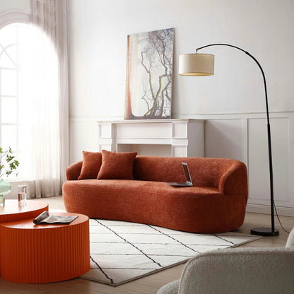 Crescent  Mid-Century Modern 3-Seat Curved Cloud Sofa – Boucle Fabric Couch