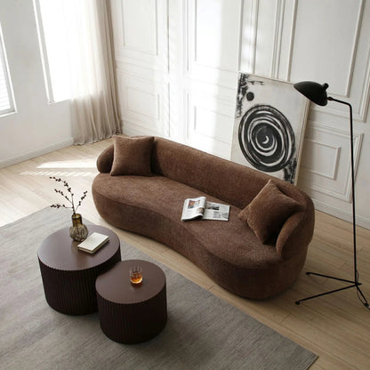 Crescent  Mid-Century Modern 3-Seat Curved Cloud Sofa – Boucle Fabric Couch