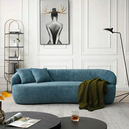 Crescent  Mid-Century Modern 3-Seat Curved Cloud Sofa – Boucle Fabric Couch