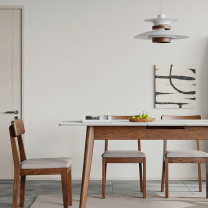 Extendable Round Dining Table – Solid Wood, Diagonal Legs