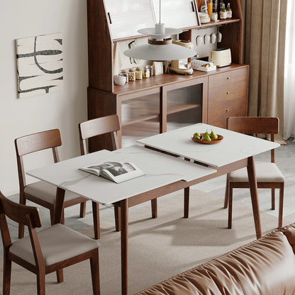 Extendable Round Dining Table – Solid Wood, Diagonal Legs