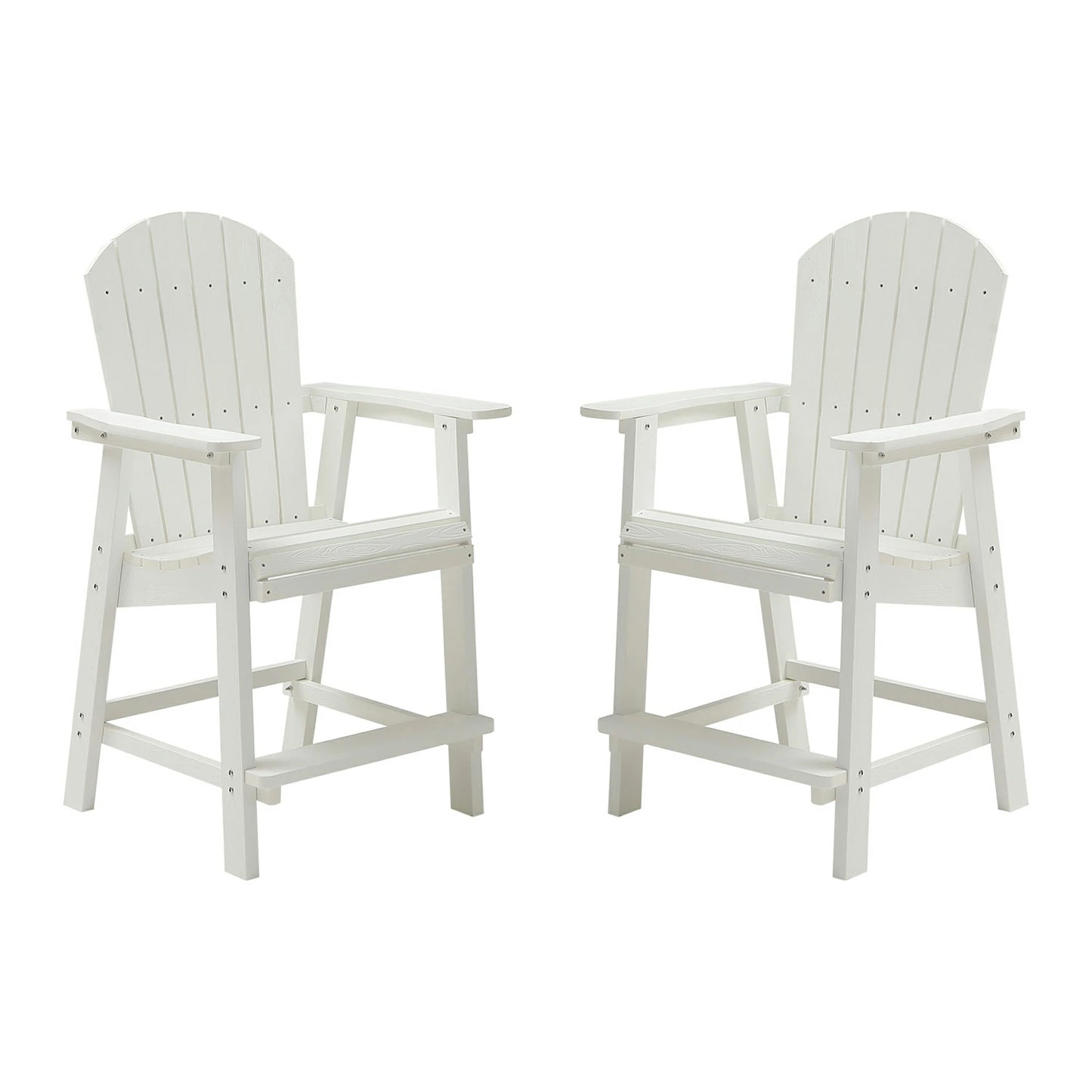 HIPS Bar Chair with Armrest,Patio Bar Chair Set of 2, White