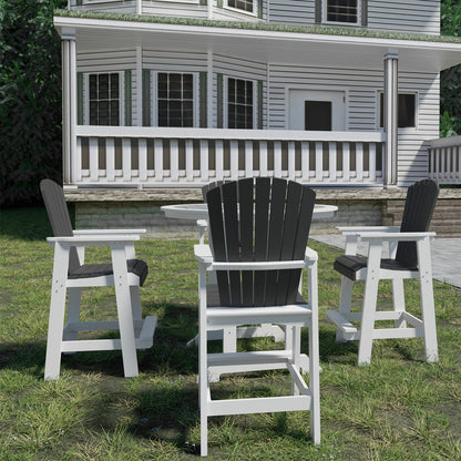 HDPE Outdoor Bar Table Set – 5-Piece with 4 Tall Adirondack Stools