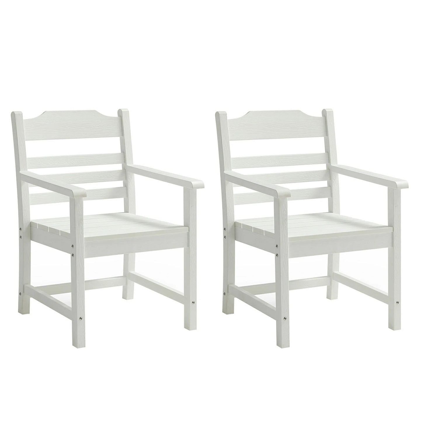 HIPS Patio Dining Chair Set of 2 – Imitation Wood Grain, Armrests
