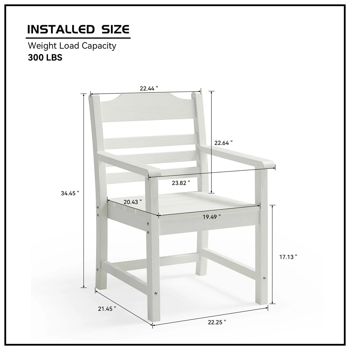 HIPS Patio Dining Chair Set of 2 – Imitation Wood Grain, Armrests