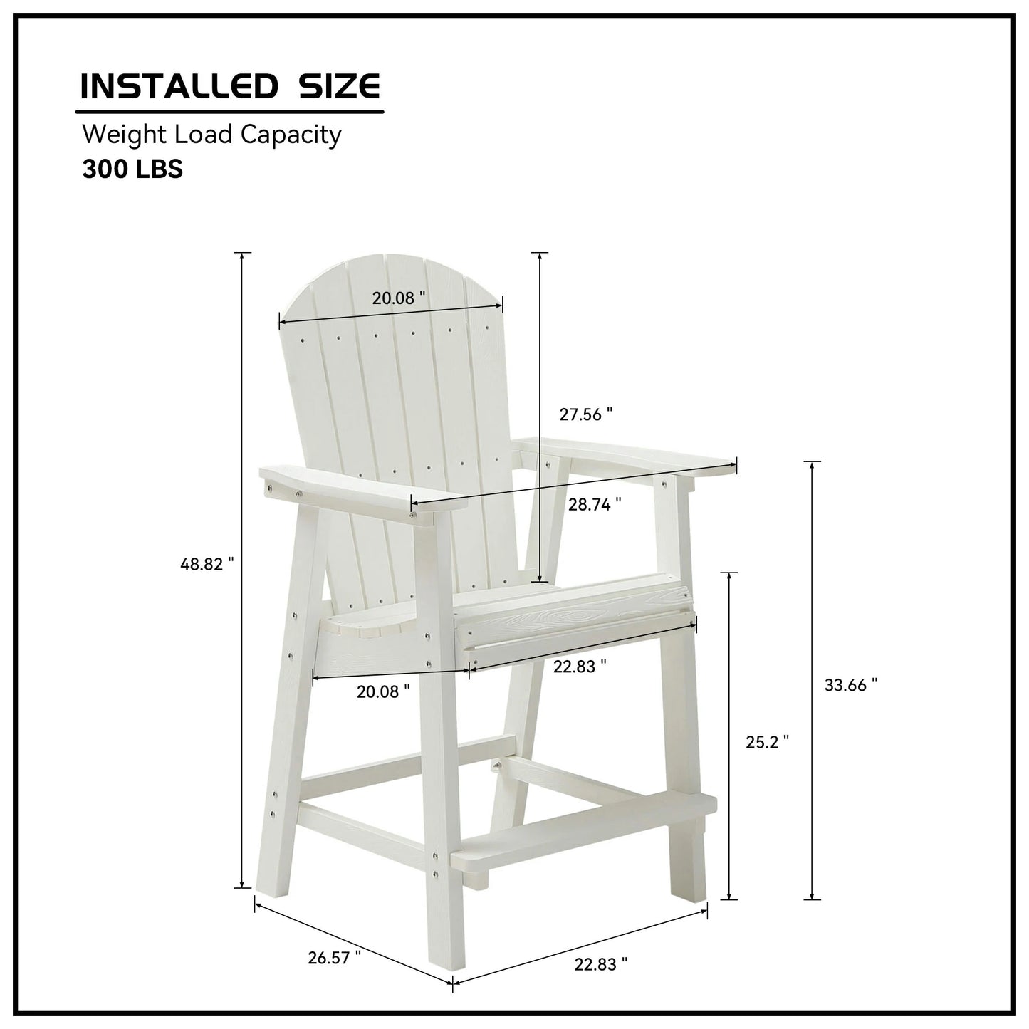HIPS Bar Chair with Armrest,Patio Bar Chair Set of 2, White