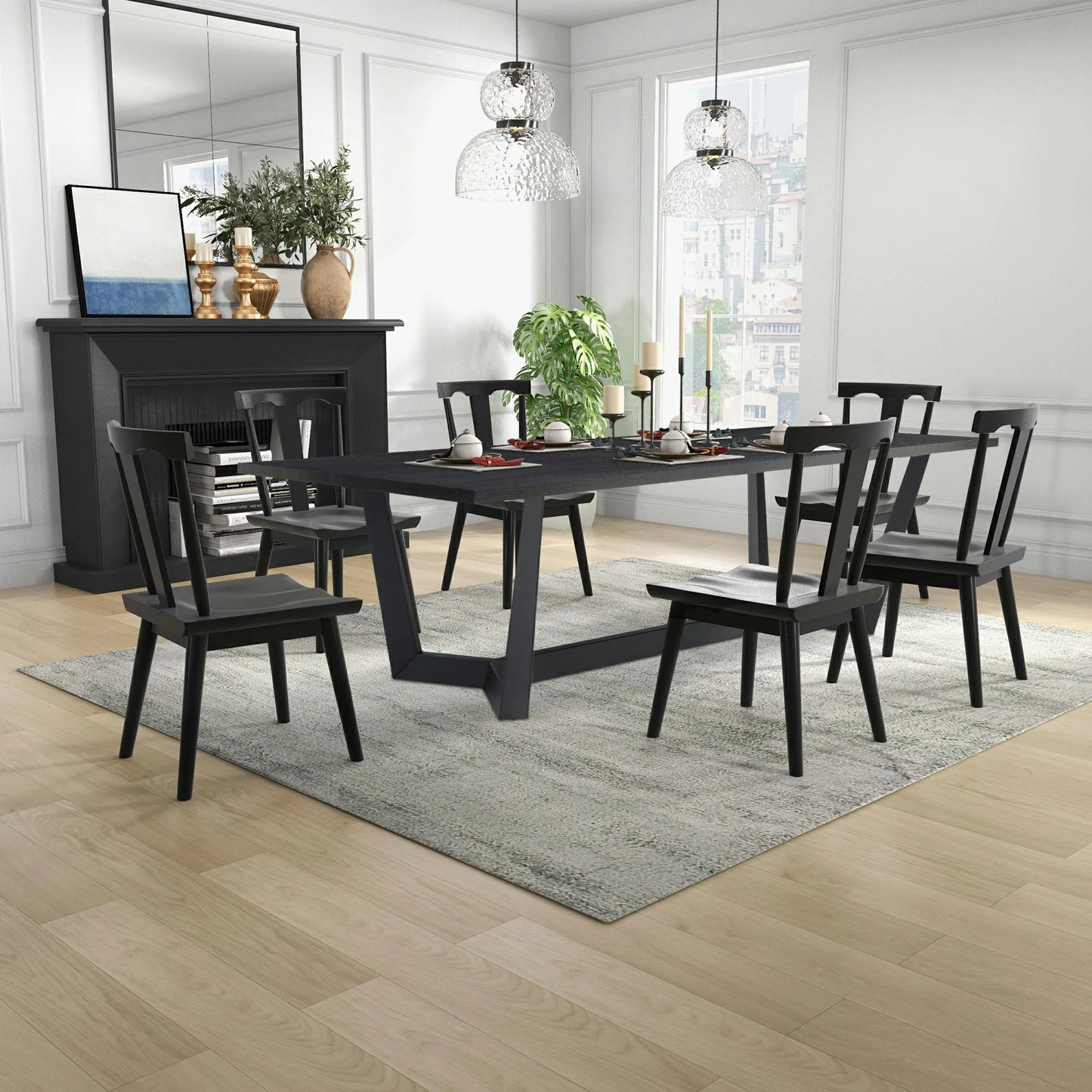 Rectangular MDF Dining Table – Mid-Century Modern, Indoor/Outdoor Use