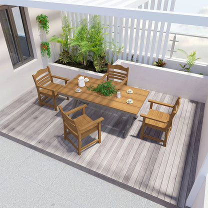 HIPS Patio Dining Chair Set of 2 – Imitation Wood Grain, Armrests