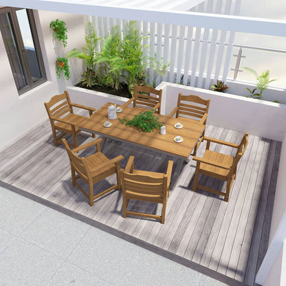 HIPS Patio Dining Chair Set of 2 – Imitation Wood Grain, Armrests