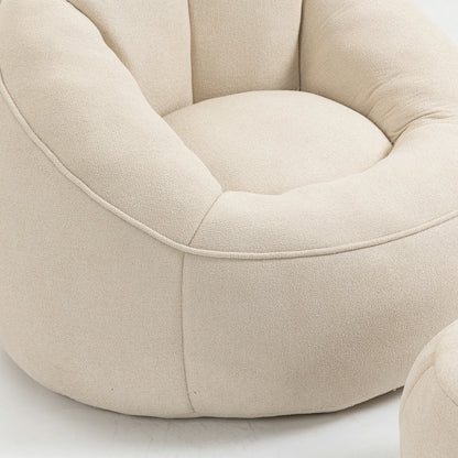 Compressed Bean Bag Sofa Chair with Ottoman, High-Density Foam