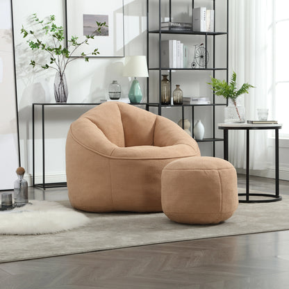 Compressed Bean Bag Sofa Chair with Ottoman, High-Density Foam
