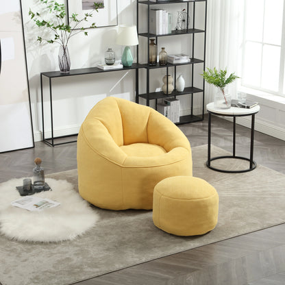 Compressed Bean Bag Sofa Chair with Ottoman, High-Density Foam
