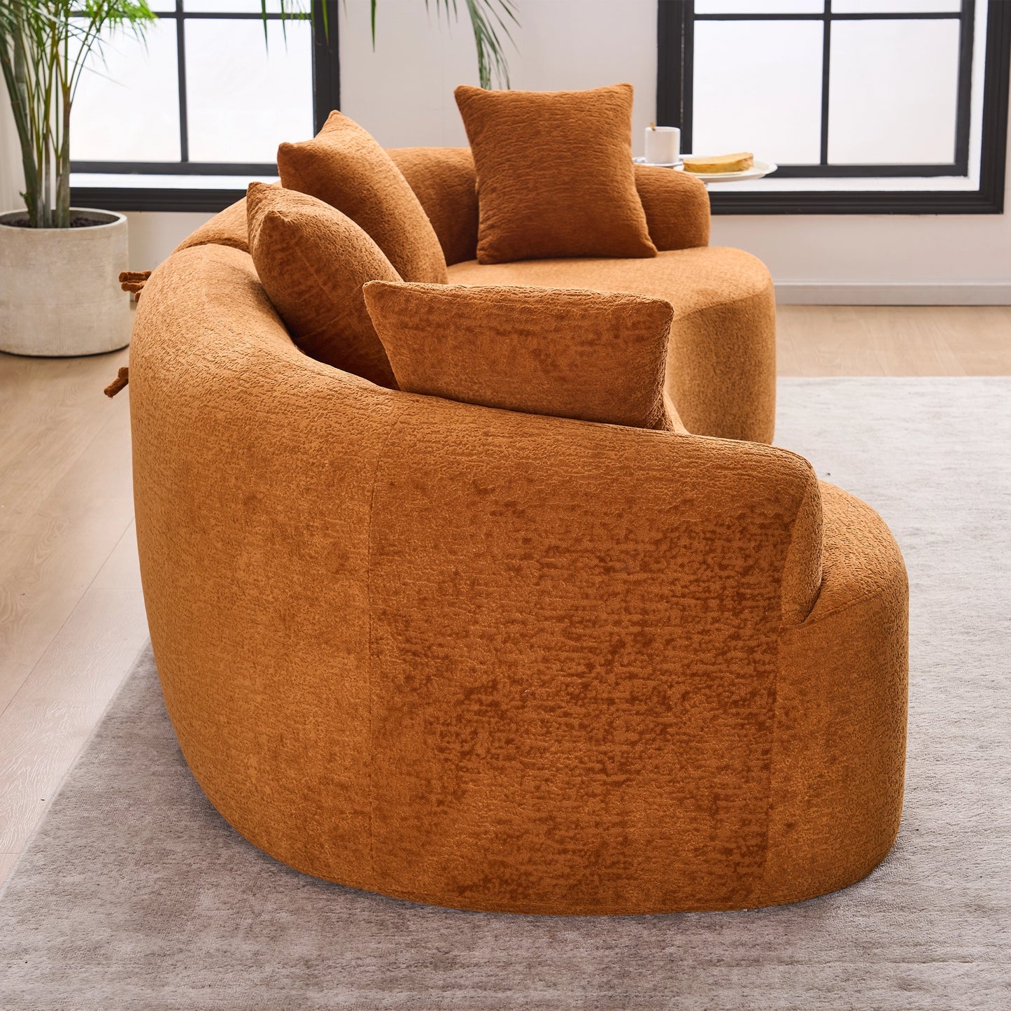 Blue Curved Modular Sectional Sofa, 110" Sleeper with High-Density Chenille