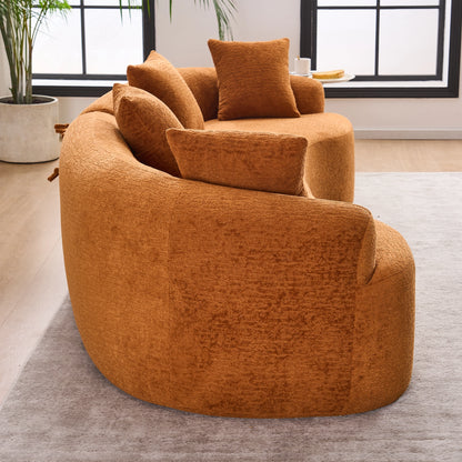 Blue Curved Modular Sectional Sofa, 110" Sleeper with High-Density Chenille