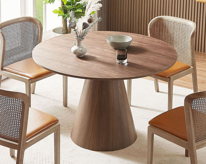47.24'' Round Modern Style MDF Wood Dining Table in Walnut Suitable