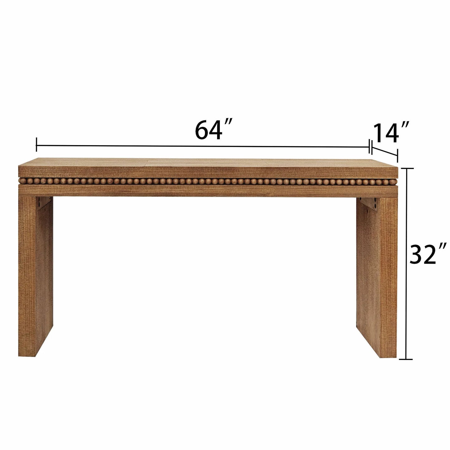 64" Rustic Console Table – Beaded Trim, Entryway & Living Room