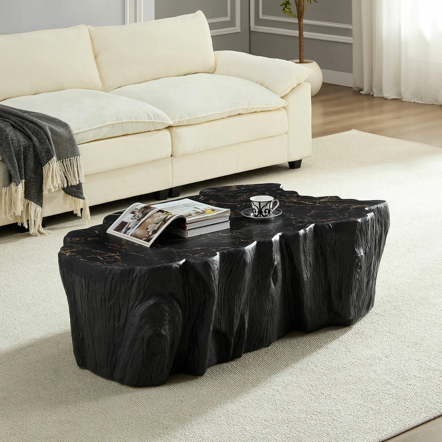 48.62" Unique Shape Coffee Table - Sturdy Fiberglass