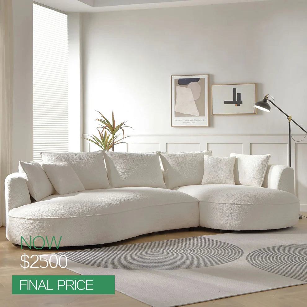 124.80"Beige Curved Sofa with Ingenious Shape – Modern, Stylish Design