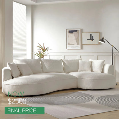 124.80"Beige Curved Sofa with Ingenious Shape – Modern, Stylish Design