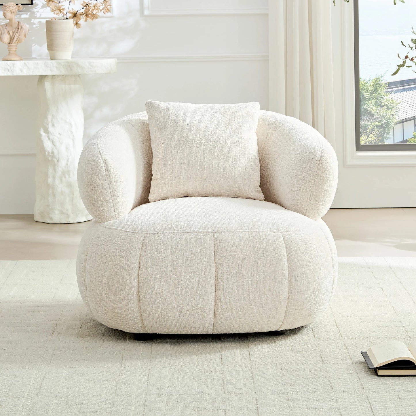 Modern Curved Accent Chair – Ergonomic Lounge, Comfort Armchair