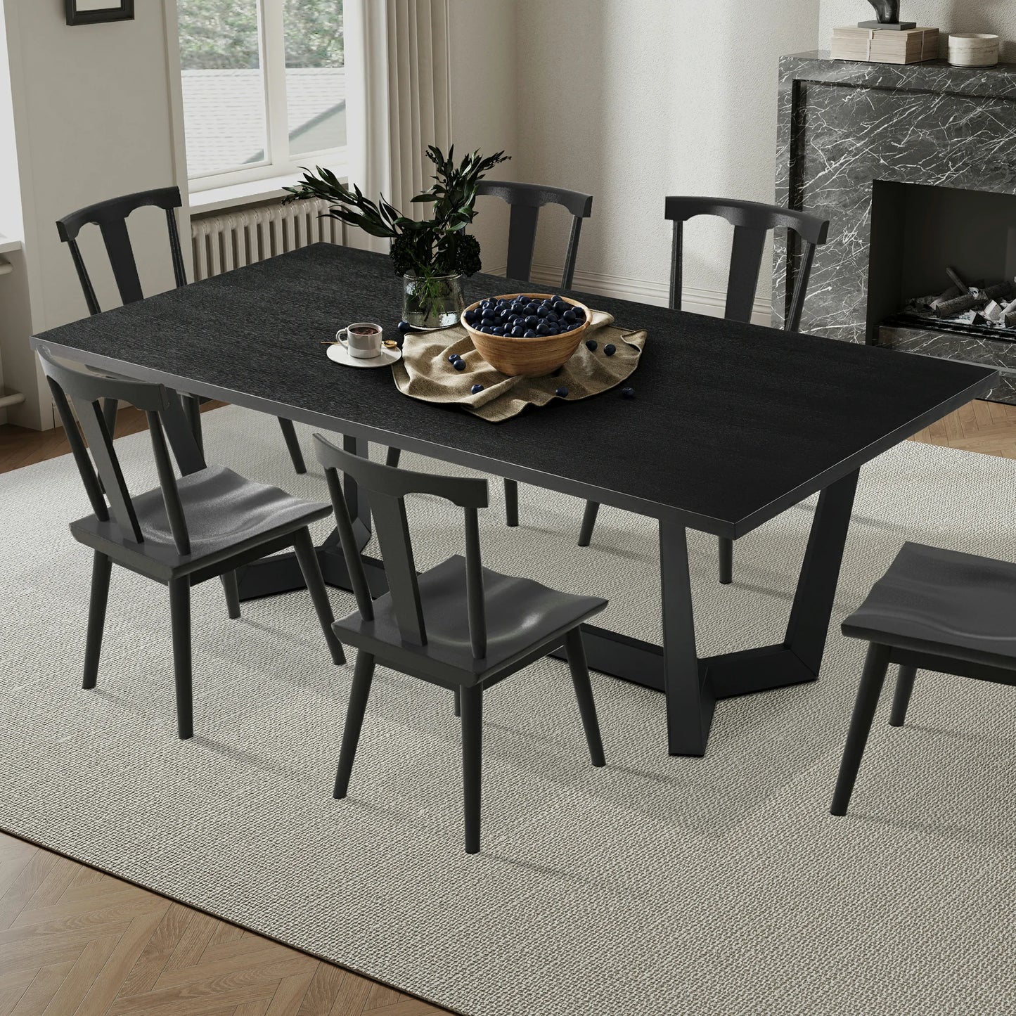 Rectangular MDF Dining Table – Mid-Century Modern, Indoor/Outdoor Use