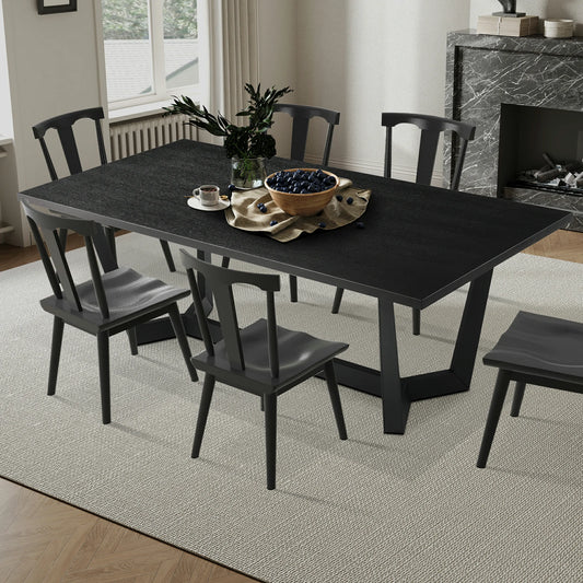 Rectangular MDF Dining Table – Mid-Century Modern, Indoor/Outdoor Use