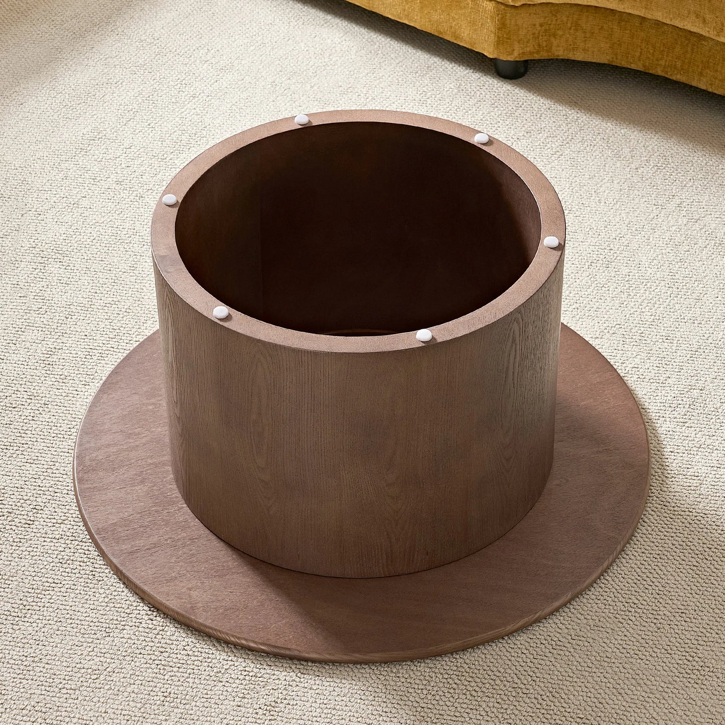 31.50“ Set of 2 MDF Round Coffee Tables with Sintered Stone Top - Black