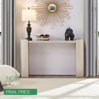 53.15" Faux Marble Entryway Console Table with Modern Design