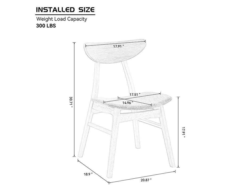 Modern Black Upholstered Wooden Dining Chairs, Set of 2