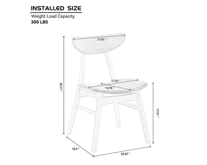 Modern Black Upholstered Wooden Dining Chairs, Set of 2