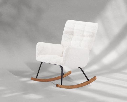 Comfy Upholstered Lounge Chair Rocking Chair with High Backrest