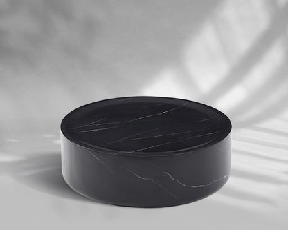 31.43"/35.43" Black/White Imitation Marble Round Coffee Table