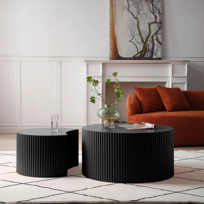 Nesting table set of 2 Round and Half Moon Shapes,No Need Assembly