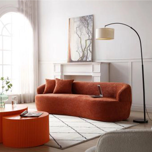 Mid-Century Modern 3-Seat Curved Cloud Sofa – Boucle Fabric Couch