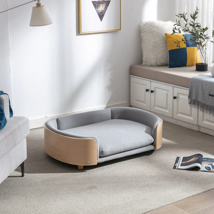 38.58"Scandinavian Dog Bed with Wood Legs & Bent Wood Back