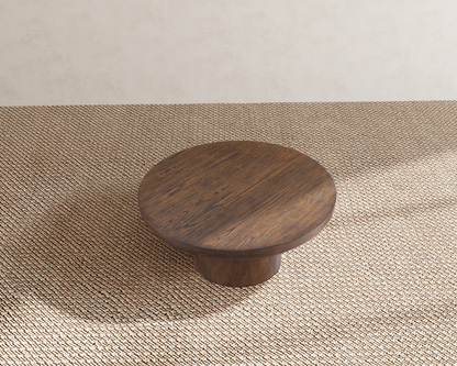 35.98'' Round Wood Veneer Coffee Table with Cylindrical Legs – Modern Side Table