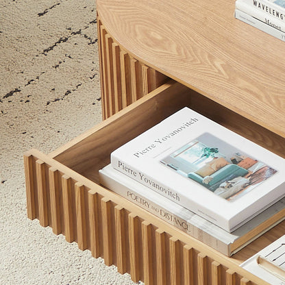 51.18" Oval Coffee Table with Drawer - Mid Century Modern - Black