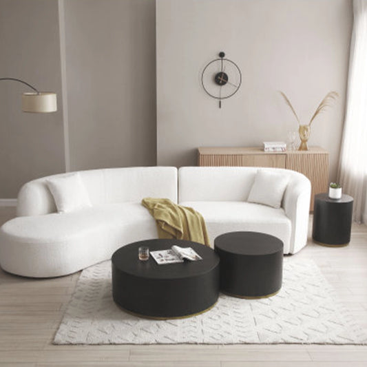 Luxury Modern Upholstery Curved Sofa with Chaise 2-Piece Left/Right-Hand Facing Sectional, Boucle Couch in White