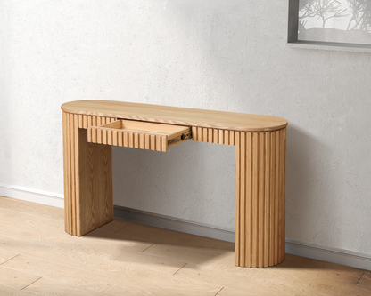 59.05" Modern Console Table with Drawer & Vertical Stripe Design