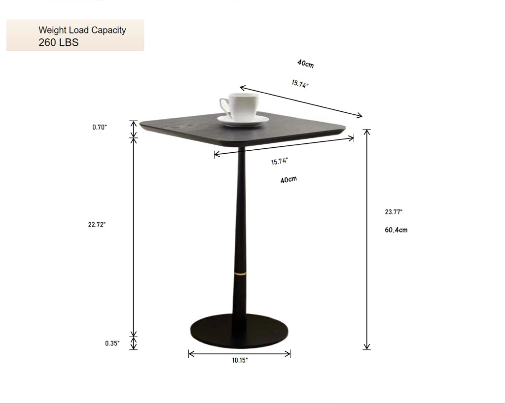 Modern Square Side Table with Gold Accent Ring