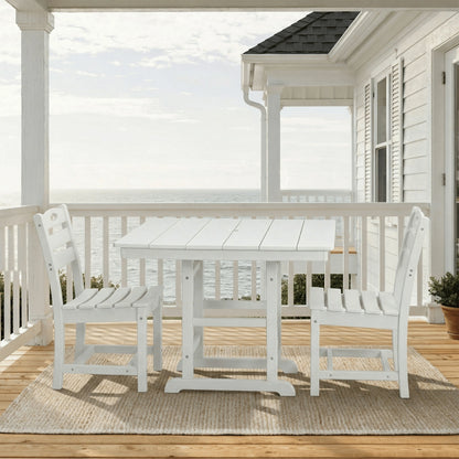 HDPE 3-Piece Bistro Set – Square Table with 2 Chairs, All-Weather