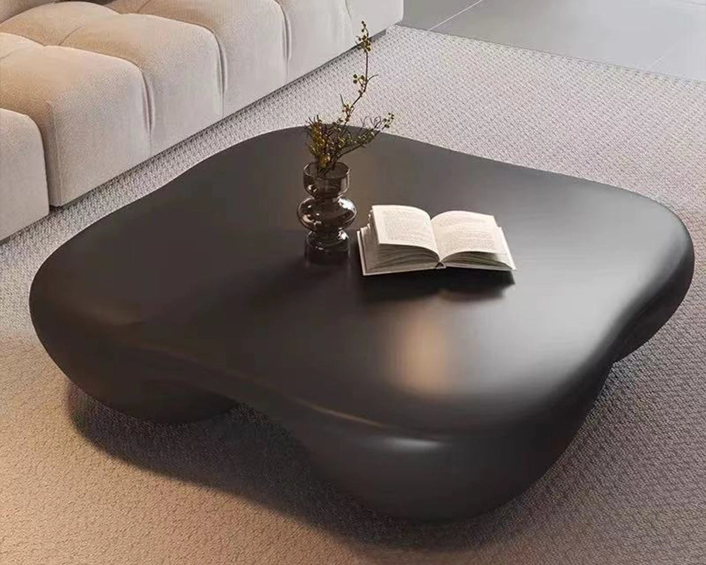 Modern Coffee Table Faux Travertine Textured for Livingroom