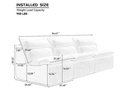 3-Seat Sofa with Backrest for Living Room & Bedroom