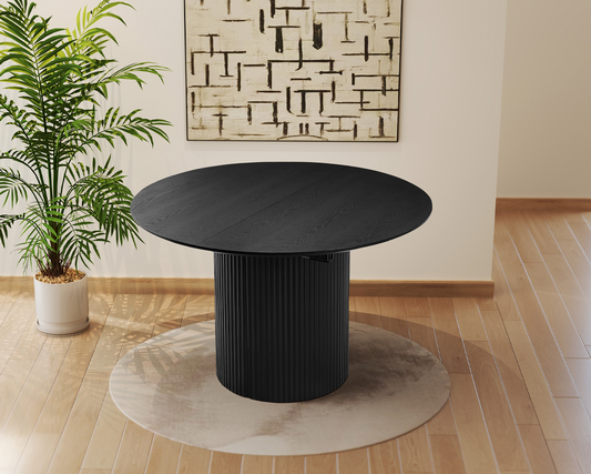 Expandable Solid Top Dining Table, Black